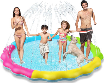 Jasonwell Splash Pad Sprinkler for Kids Splash Play Mat Outdoor Water Toys Inflatable Splash Pad Baby Toddler Pool Boys Girls Children Outside Backyard Dog Sprinkler Pool Age 1 2 3 4 5 6 7 8 9 XXL - Jasonwell